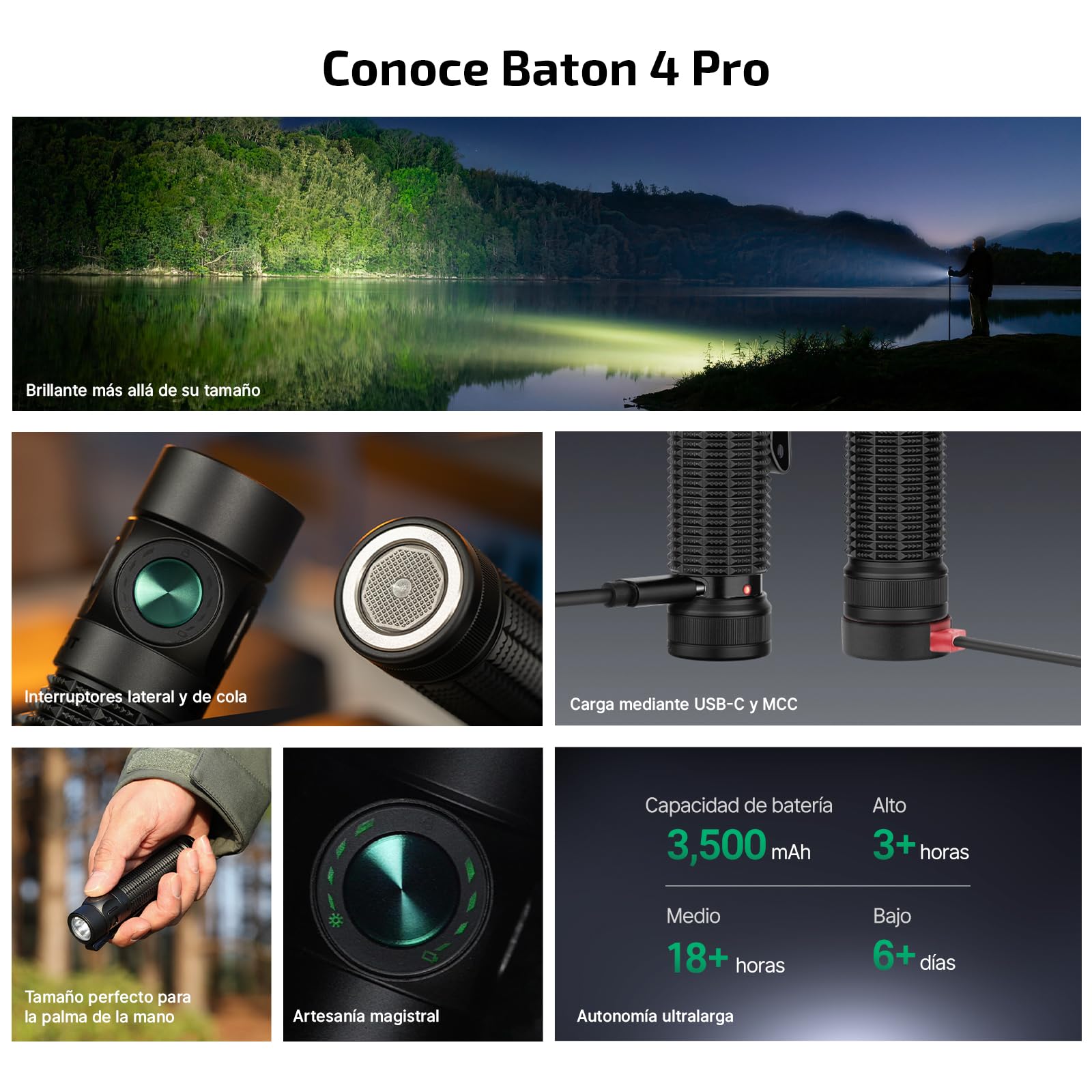 OLIGHT Baton 4 Pro Linterna EDC, 1600 lúmenes, carga magnética y USB-C | Formato compacto, resistente al agua (IPX8), ideal para el uso diario, las reparaciones domésticas y el senderismo