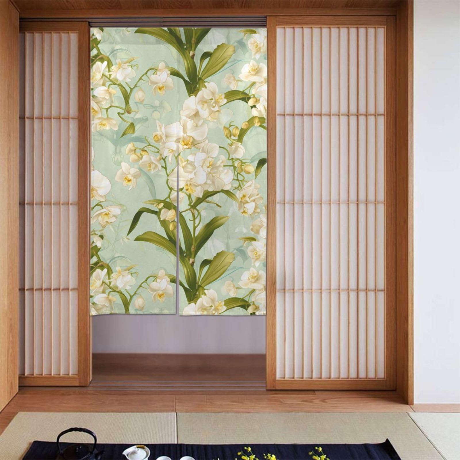 Rideaux occultants imprimé orchidée blanche 142x86 cm pour la chambre
