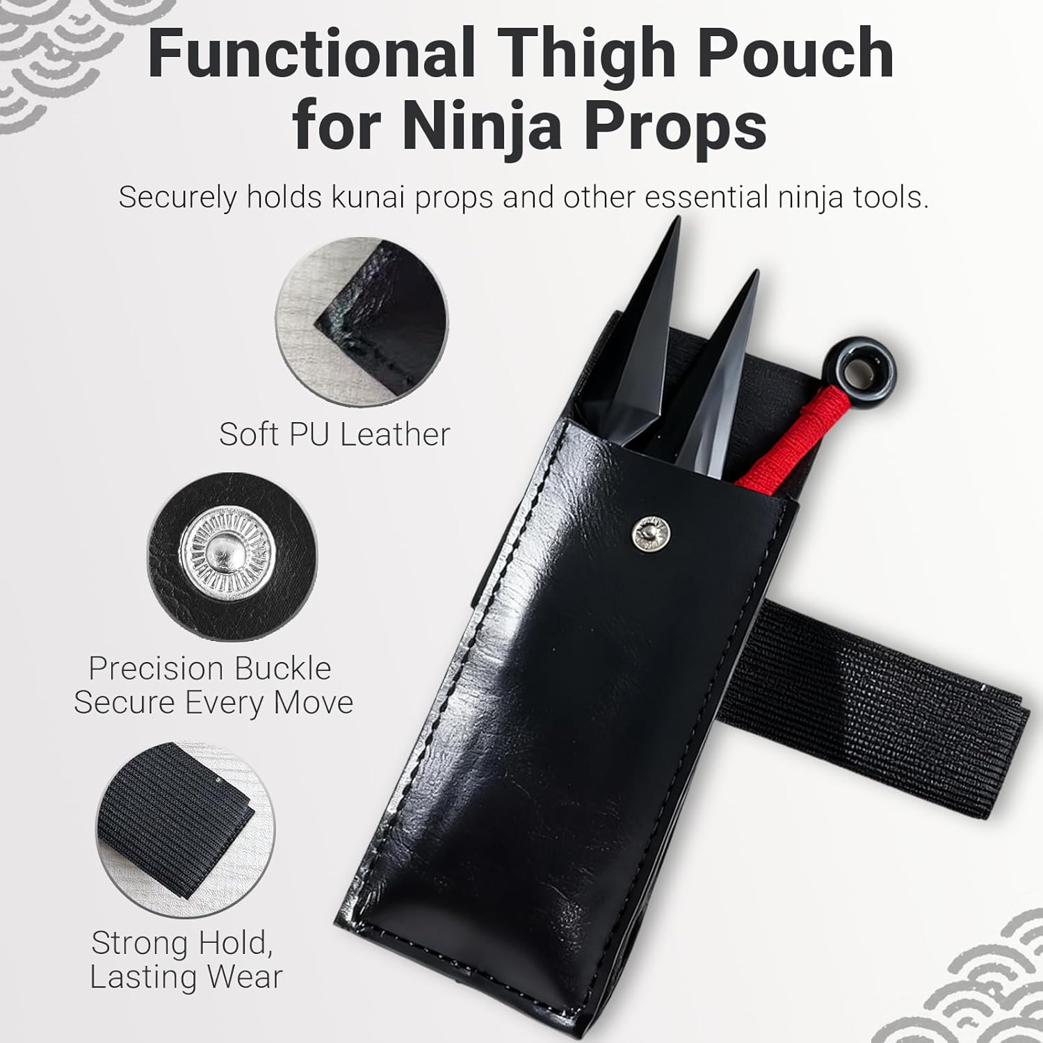 Ninja Kunai Bag with Elastic White Bandage for Cosplay and Anime Fans, Ninja Costume Accessories for Women and Men - Image 2