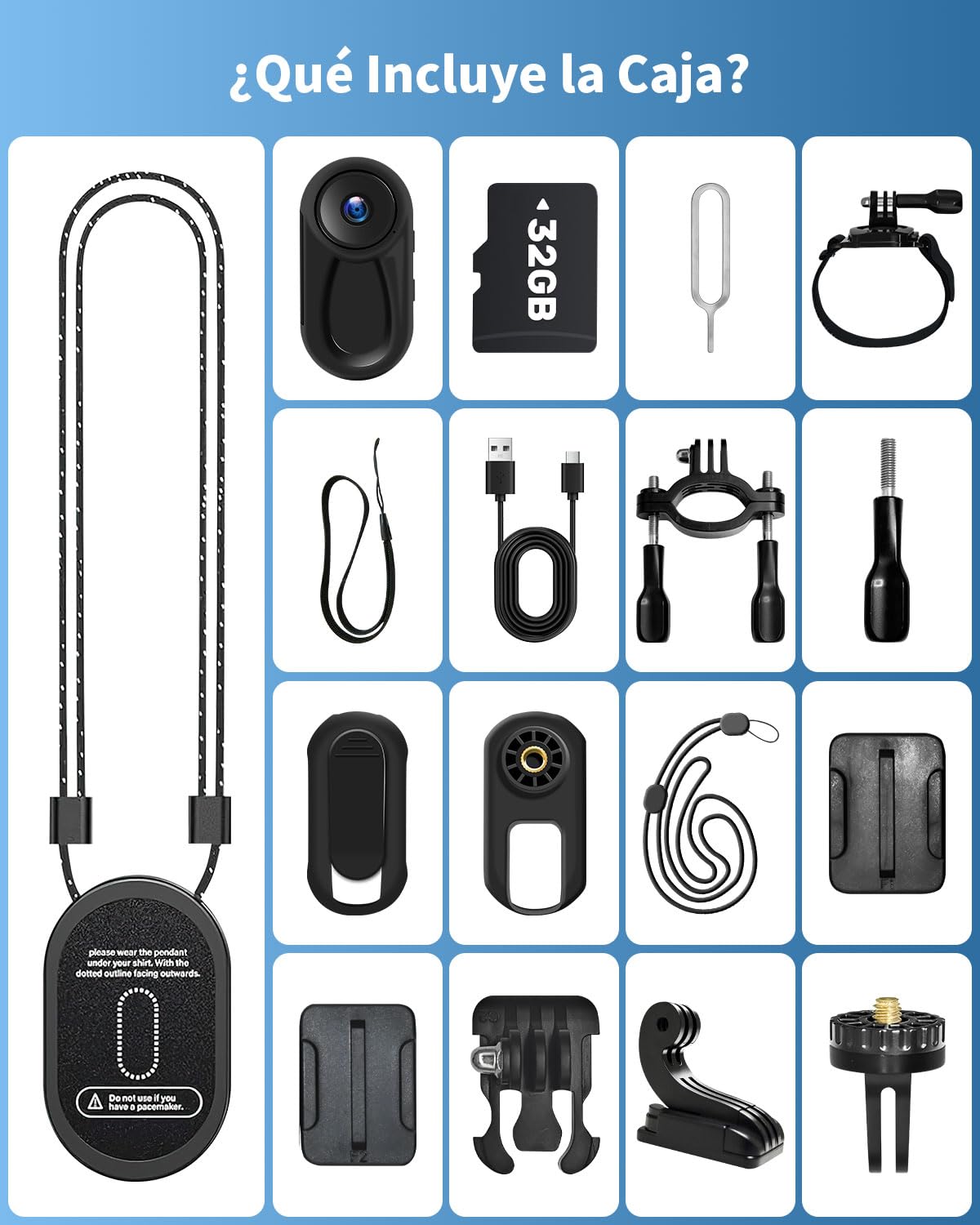 UYIKOO Cámara Deportiva, 32GB Mini Cámara de Acción 120°, Videocámara Cámara de Casco 1080P con Pantalla, Cámara Corporal para Vlog con Visión Nocturna para Moto Bici