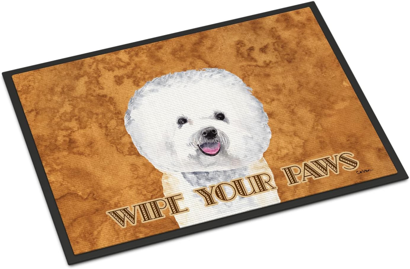 Caroline's Treasures SC9135JMAT Bichon Frise Wipe Your Paws Doormat 24x36 Front Door Mat Indoor Outdoor Rugs for Entryway, Non Slip Washable Low Pile, 24H X 36W