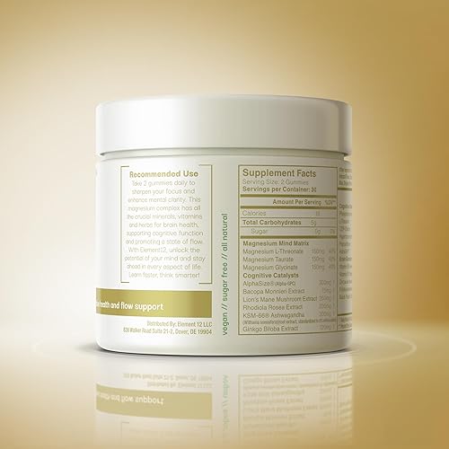 Miniatura 2 de Complejo de magnesio MindMAG para la salud cognitiva y el flujo de apoyo sesenta gomitas  Piña agria y lima