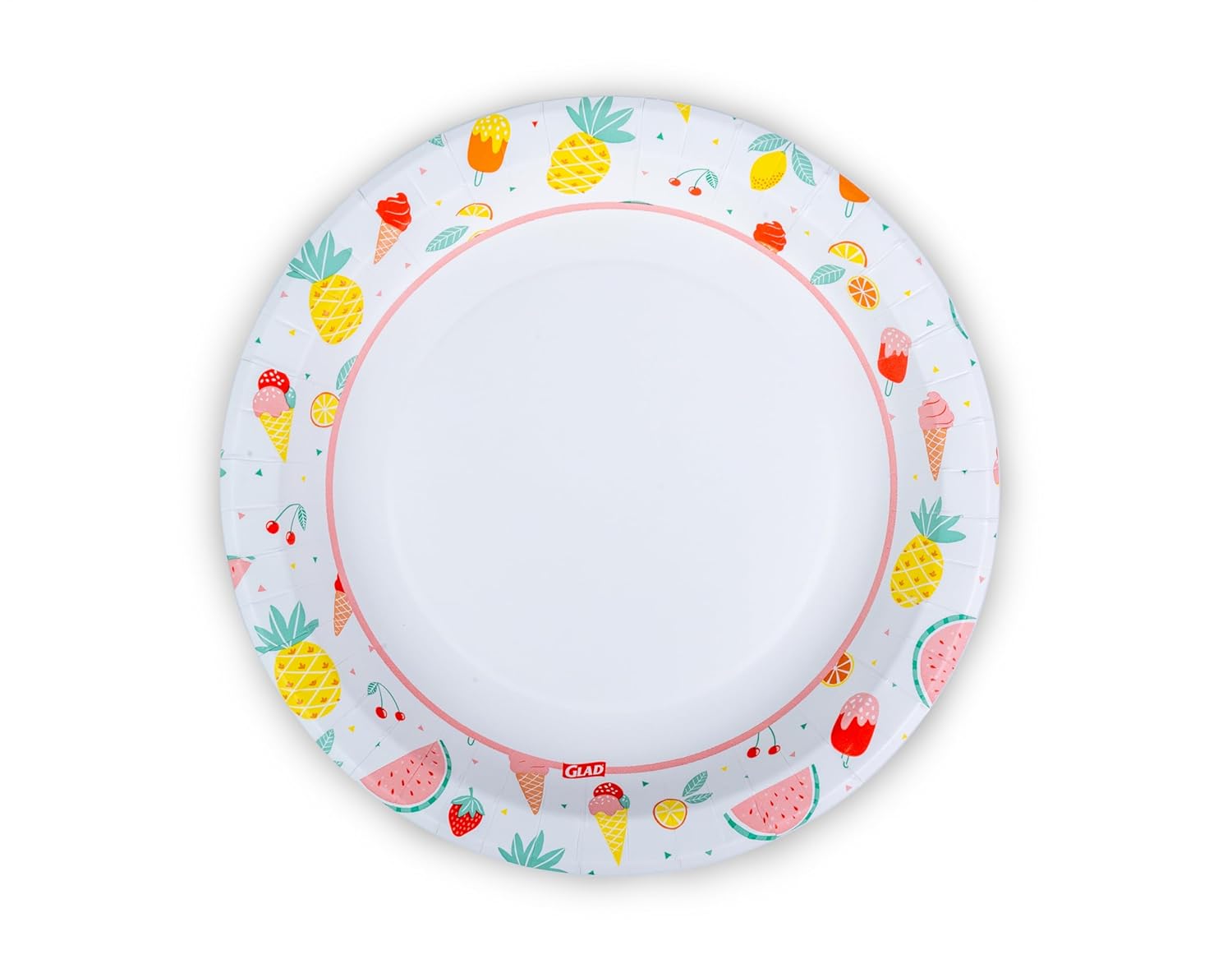 Glad Disposable Paper Plates, Picnic Design - Soak Proof, Cut-Resistant, and Microwavable for All Foods, Great for Outdoor Parties and Everyday Meals, Multicolor, 10 Inch, 50 Count - 12 Pack
