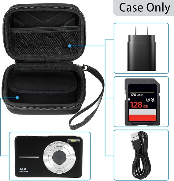Digital Camera Case for AbergBest 21 Mega Pixels 2.7 LCD Rechargeable HD/Kodak Pixpro/Canon PowerShot ELPH 180/190/Sony DSCW800/DSCW830 Cameras, Travel Carrying Protective Case for Camera- Black