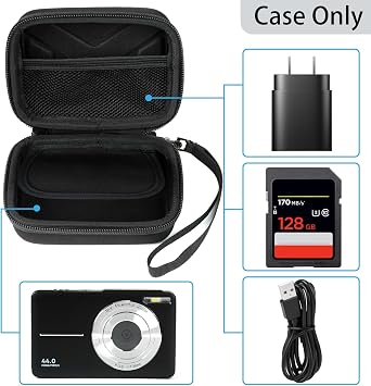 Digital Camera Case for AbergBest 21 Mega Pixels 2.7 LCD Rechargeable HD/Kodak Pixpro/Canon PowerShot ELPH 180/190/Sony DSCW800/DSCW830 Cameras, Travel Carrying Protective Case for Camera- Black