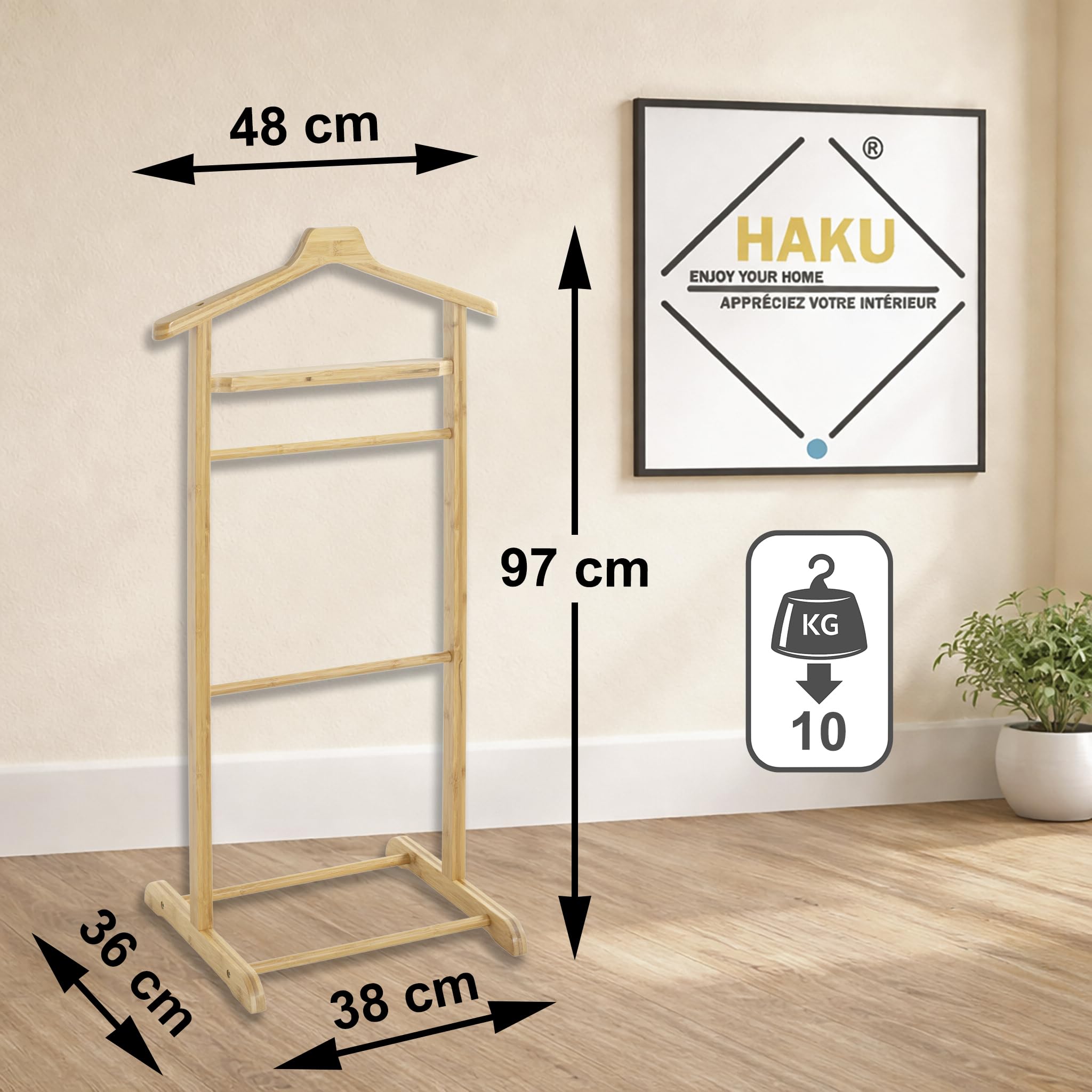 HAKU parter, bambus, naturalny, szer. 48 x gł. 36 x wys. 97 cm