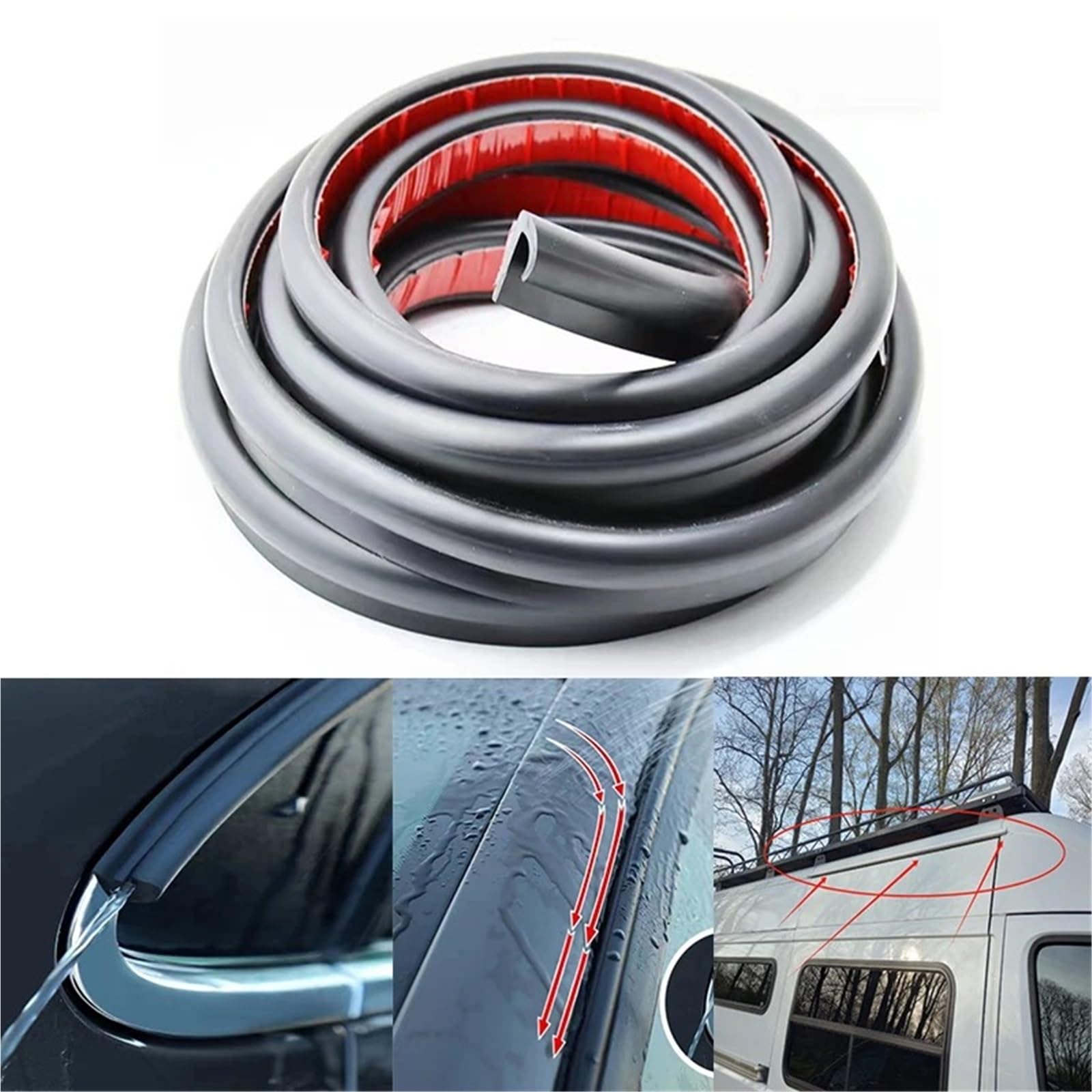 Auto Vetro Guarnizione Guarnizione Autoadesiva Per Guida Dell'acqua Per Camper Automobilistica Per Bozze Veicoli Modanatura Camion Striscia Tenuta Per Auto(2 meters)