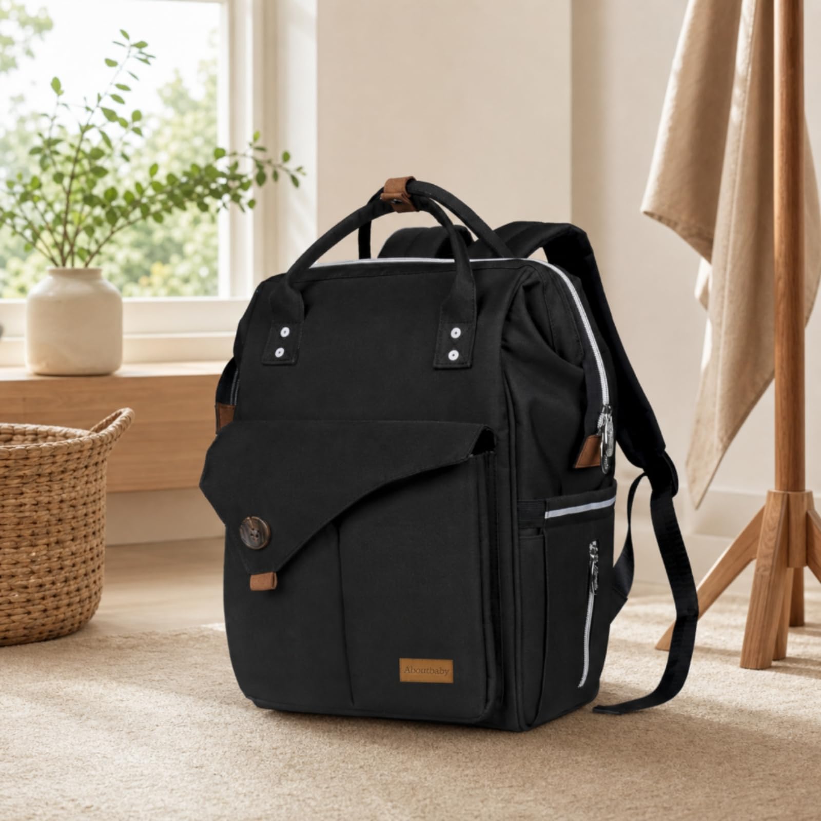 Zaino Fasciatoio Borsa Pannolini Zaino Neonato Zaino Maternità Borsa Cambio Impermeabile con Scomparti Dedicati Anteriore E Tasca Laterale Adatto a Nido Auto Passeggiate, Array, Grigio