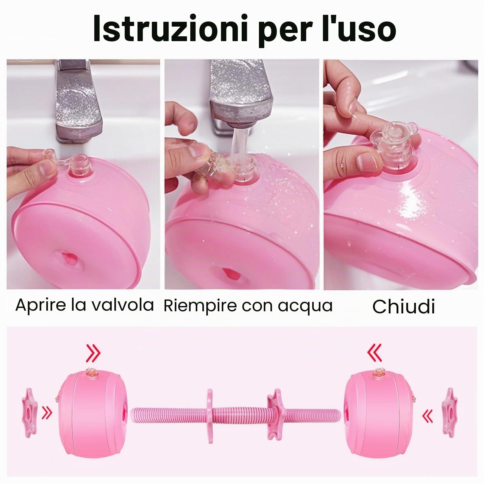 Set di manubri riempiti ad acqua, pesi regolabili 6 kg, in PVC, portatili, pieghevoli, per casa e palestra, fitness, allenamento, allenamento per mani e braccia