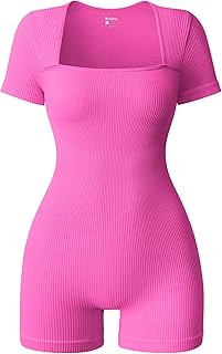 Women Short Sleeve Rompers Yoga Stretch Square Neck Exercise Rompers - Buy now