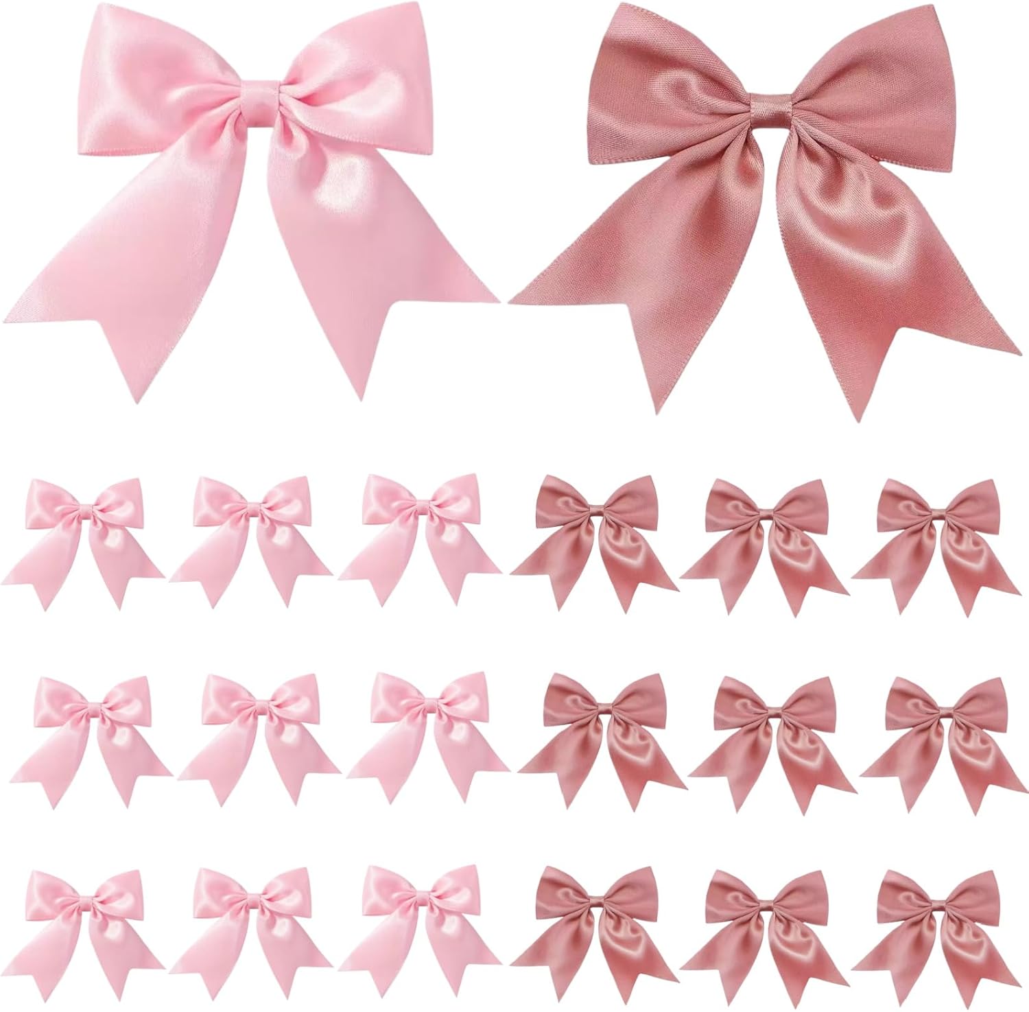 50pcs Pink Satin Gift Bows, 3.3" with Twist Ties, Small Mini Ribbon Bows for Gift Wrapping, Wedding, Baby Shower, Birthday, Christmas, Party Decorations, Treat Bags, DIY Crafts, Bow Decor