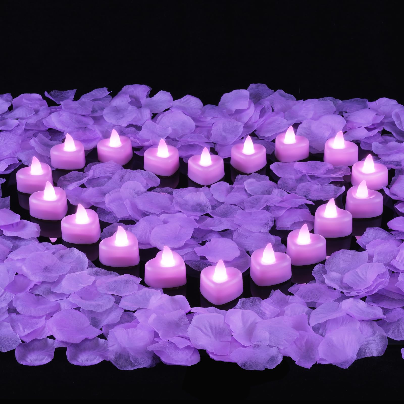 Photo 1 of Amagic Light Purple LED Tea Lights and Rose Petals Set