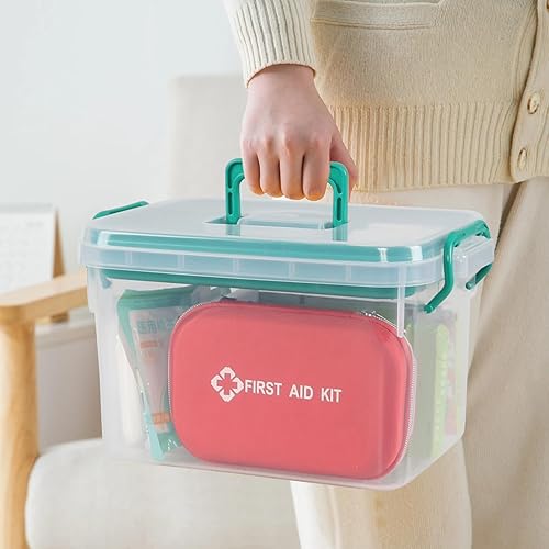 Miniatura 5 de Oymlclivisa Caja de primeros auxilios de plástico, contenedor de almacenamiento médico transparente