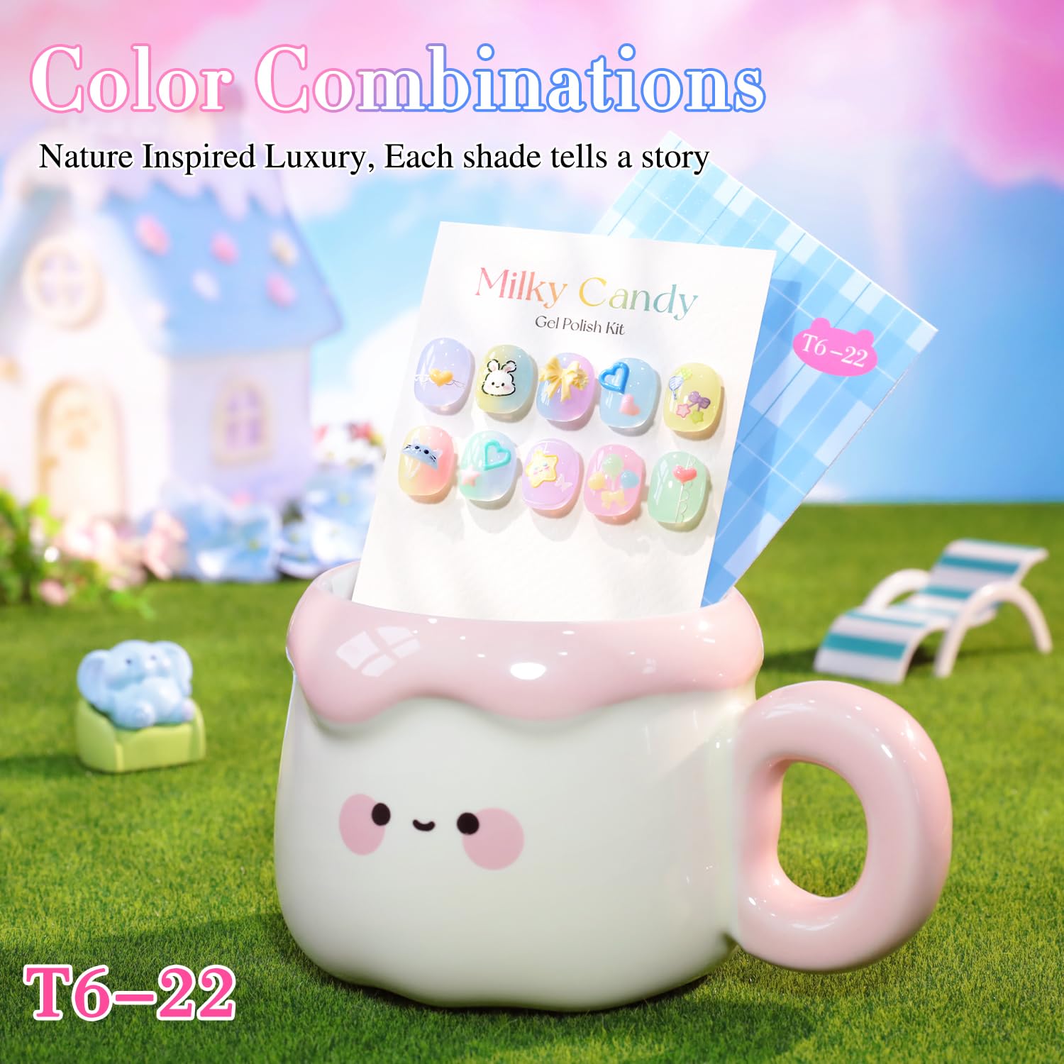 Double Rhythm 6 Pcs 15 ML Gel Polish Set Same Color Same Bottle Soak Off Gel Polish Kit Nail Art Manicure Salon DIY at Home for Women (Jelly Pink Purple Green Yellow Blue-T6-22)