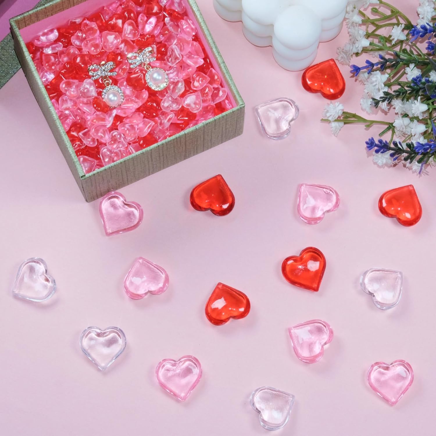 Featuman 200個 アクリルハート 結婚式用 22mm クリスタル フェイクアクリル宝石 バルク ホームウェディング用 テー