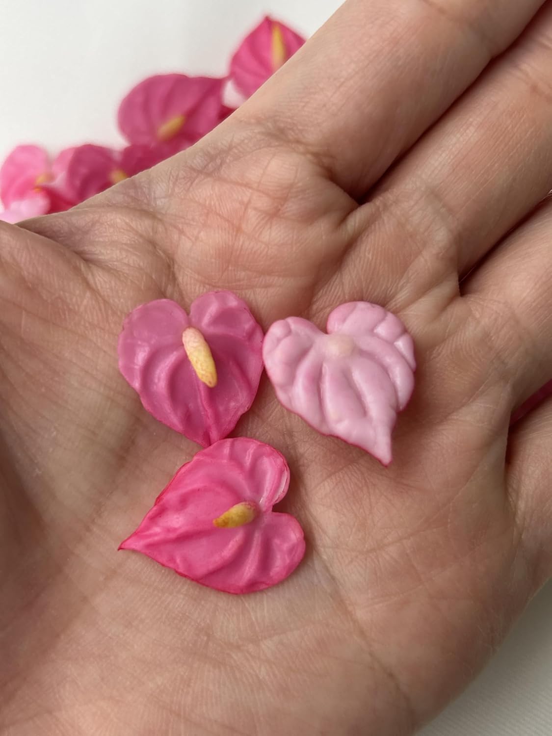 60 PCS Mini Anthurium Clay Beads (18 mm) for Jewelry Making DIY Craft Supplies (Pink)