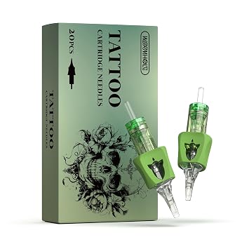 Wormhole Tattoo Cartridge Needles, 20pcs Disposable Finger Ledge Cartridges Tattoo Needles 1005RM Round Magnum for Rotary Tattoo Machine Tattoo Supplies