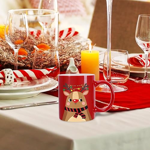 Miniatura 6 de Whaline Juego de 6 tazas de Navidad de 12 onzas, Papá Noel, muñeco de nieve, reno, pingüino, taza de café de Navidad, tazas de cerámica de Navidad