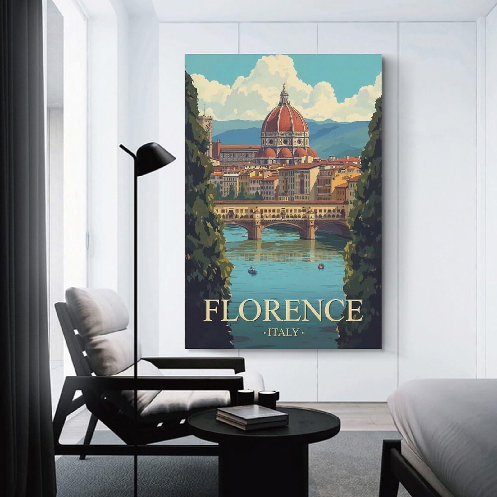 Junmoney Wall Decor Canvas Print Florence, Italy Travel, 24x36inch(60x90cm), for Sofa Walls, Lounge Or Home Corners, Modern Wall Decor for Cosy Interiors