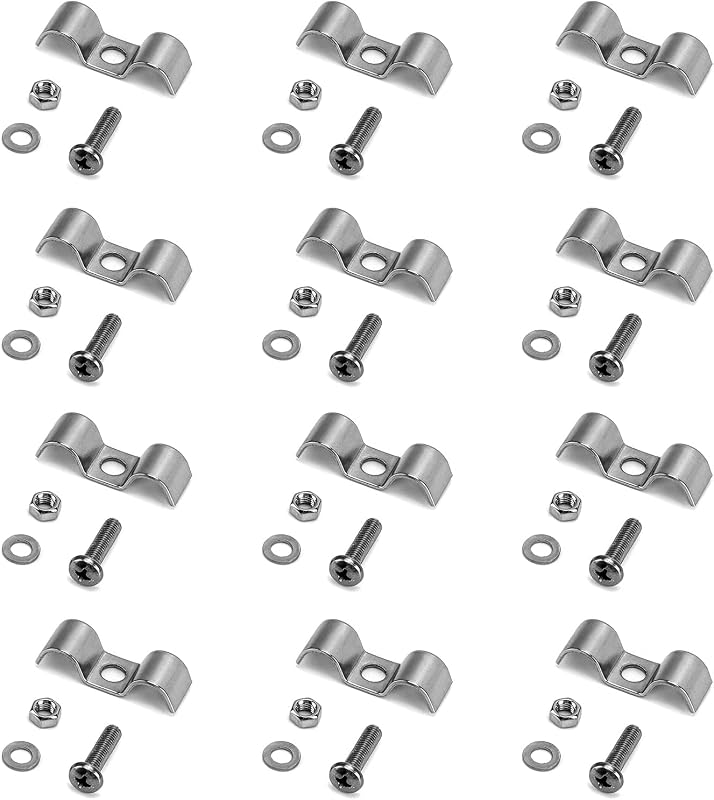 Abraçadeira dupla para linhas de combustível QWORK em aço inoxidável 3/8″ – Kit com 12 unidades
