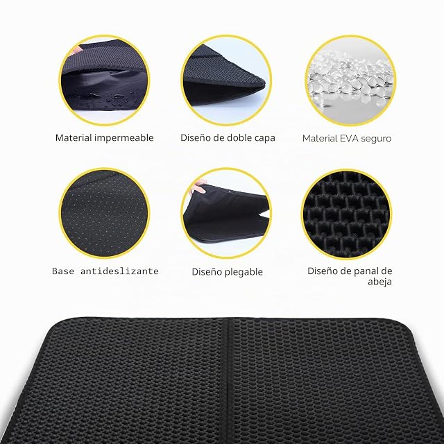 Foto 4 de 7 de Nobleza Alfombra para Arenero Gato 60x40cm, Doble Capa en Forma de Panal de EVA, Impermeable…