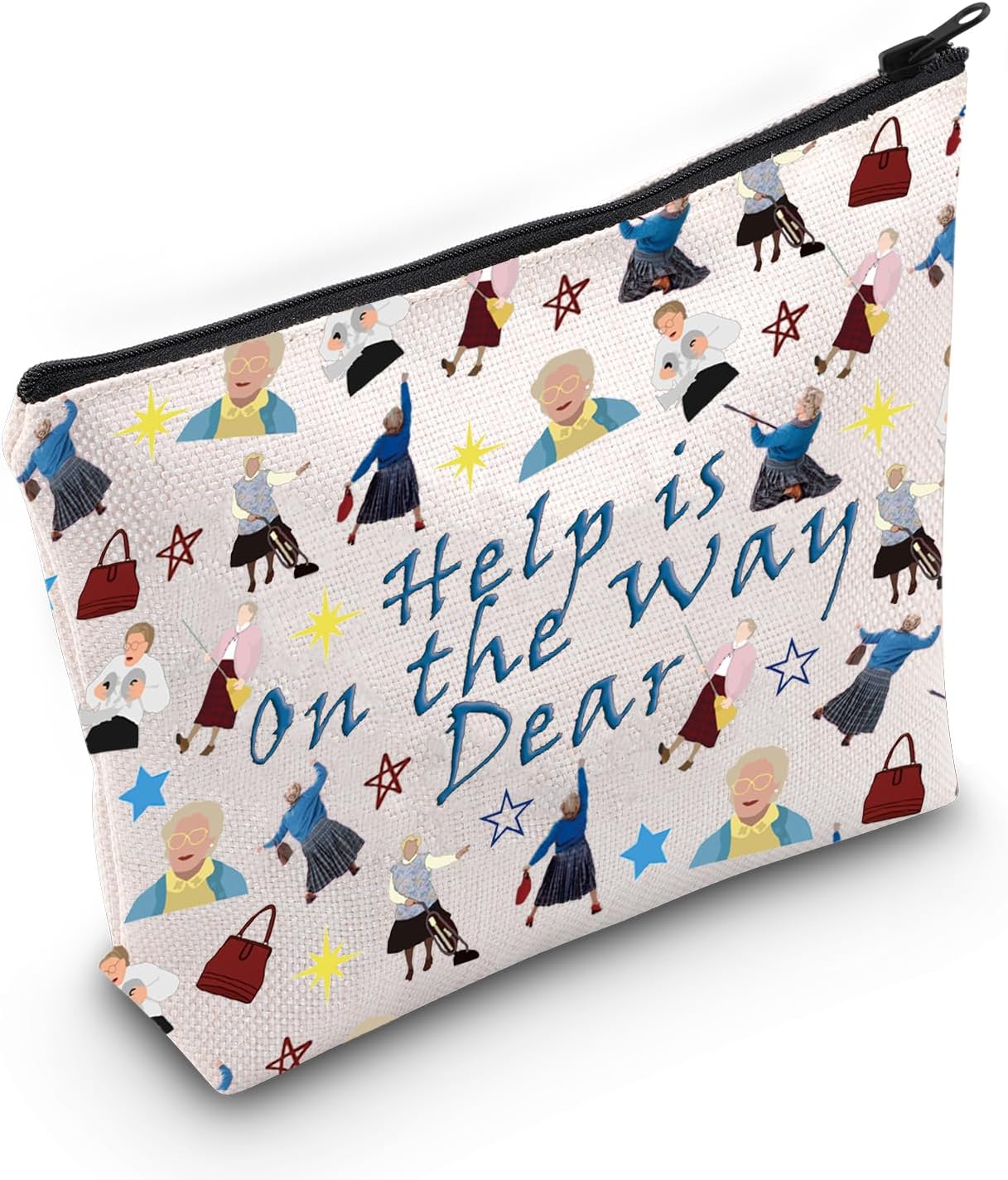 MNIGIU Mrs. Doubtfire Gift - Cosmetic Bag & Fans - Help Is On The Way