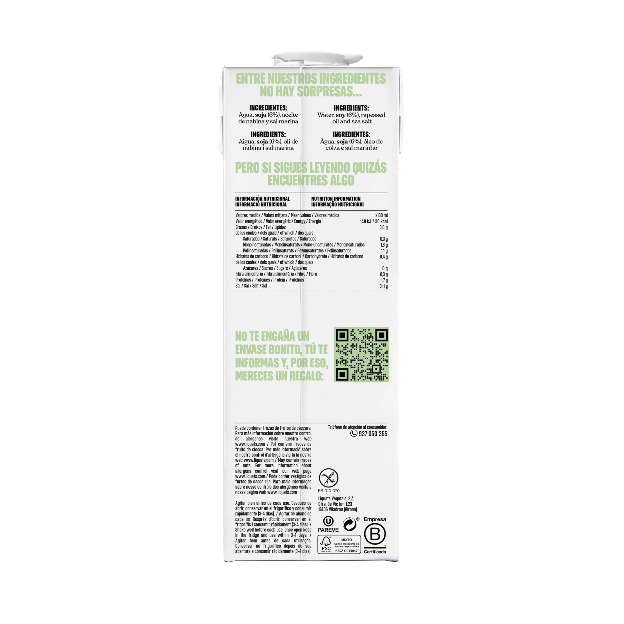 Yosoy Bebida Vegetal de Soja Barista sin Azúcares Pack 6x1L
