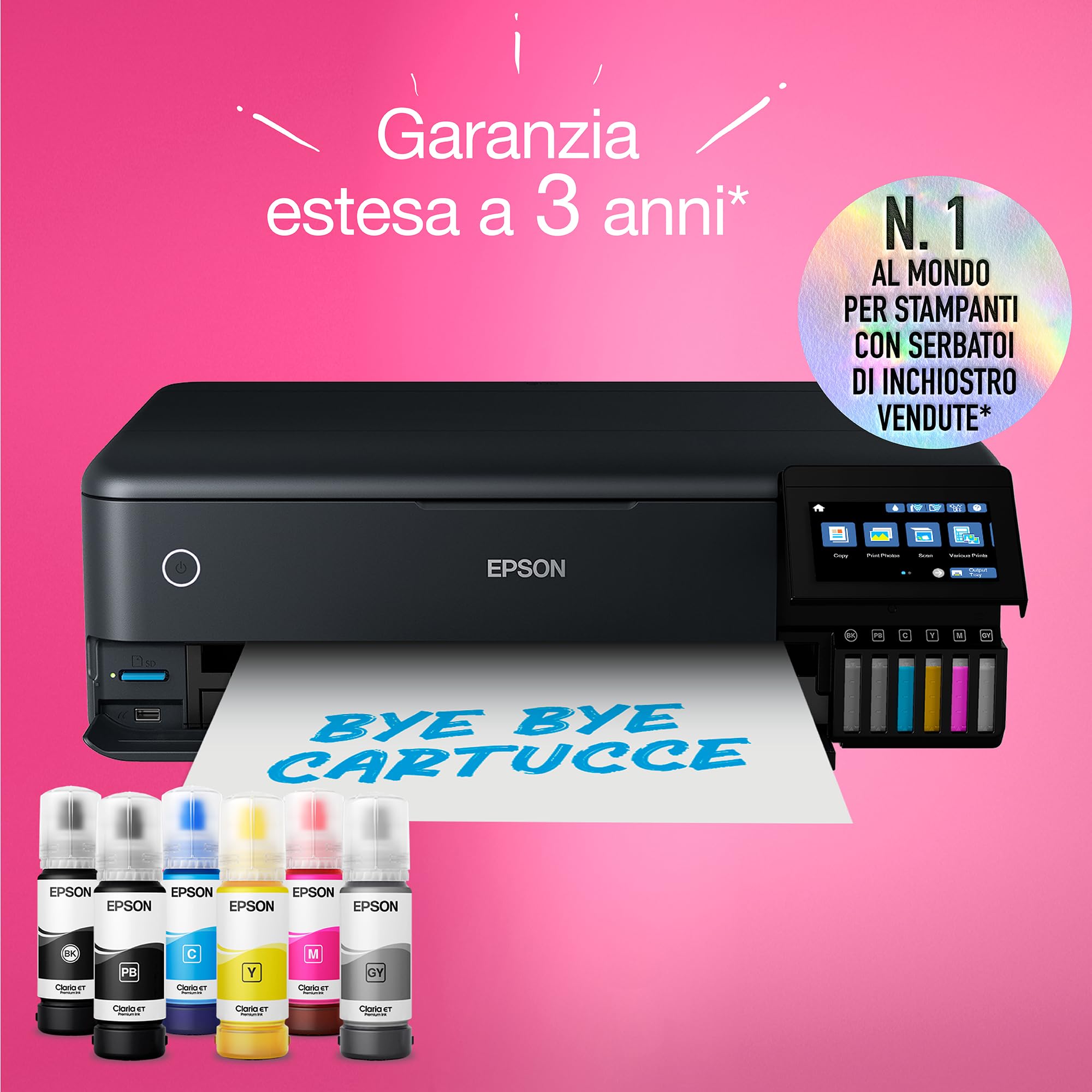 Epson EcoTank ET-8550 Stampante a Serbatoi 6 Colori Wi-Fi A3+ Fotografica Touch-screen 10.9 cm