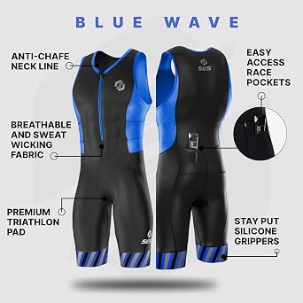 SLS3 Triathlon Suits Mens - Durable Sleeveless Tri Suit Men Triathlon Suit - Lightweight Trisuit with 2 Pockets for Storage
