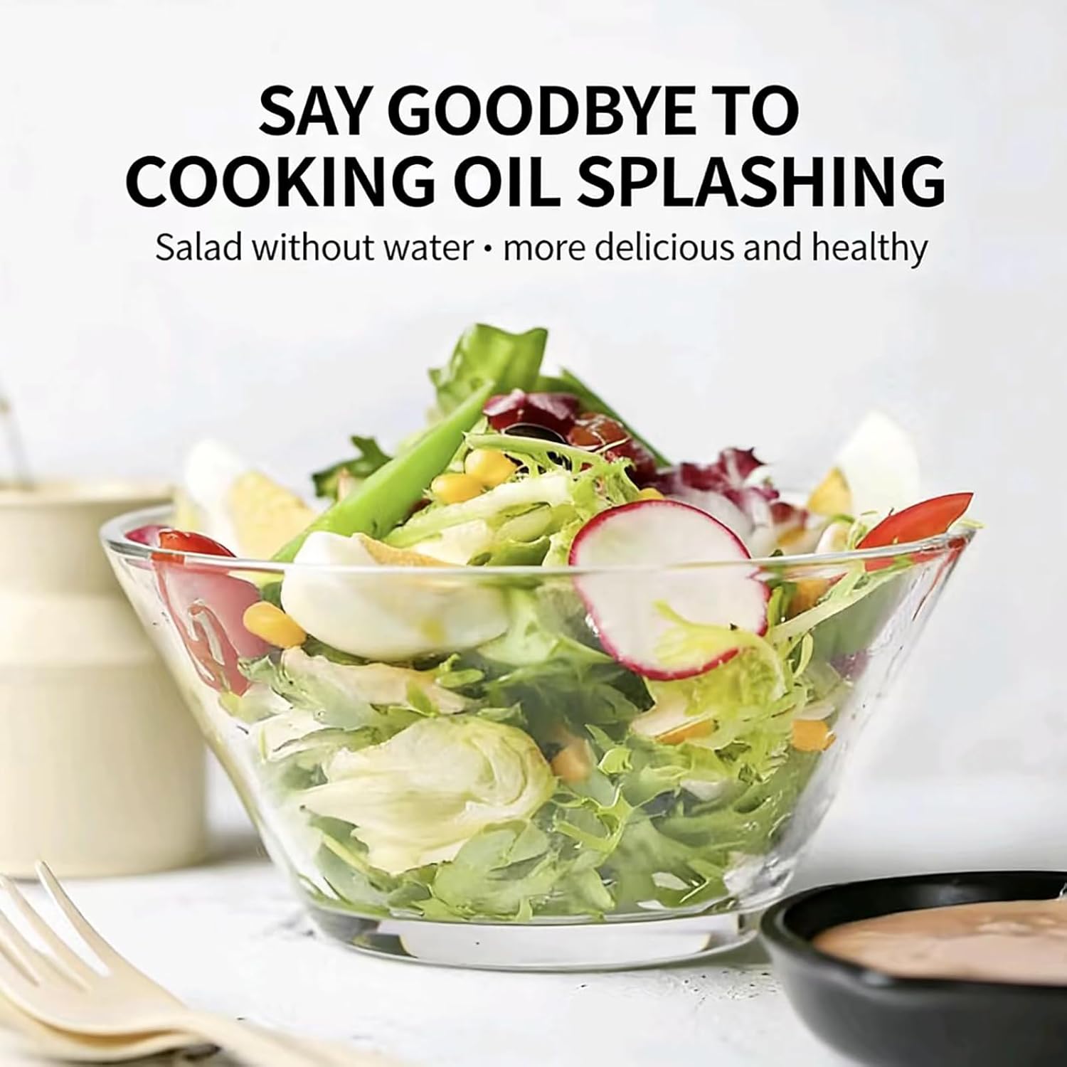 Automatic Fruit Vegetable Spinner, 3L Large Capacity Electric Rotary Lettuce Washer with Double-Layer Design, One-Click Start and 10s Dehydration, for Kitchen Home