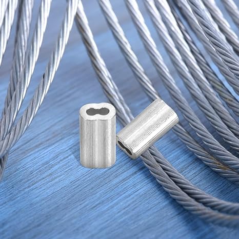 CLISPEED Wire Rope Crimp Sleeves 1.0Mm Aluminum Crimping Loop Ferrules for 1/8 in Cable 8-Shaped Wire Rope Sleeve for Clamp Cable Crimping Accessories
