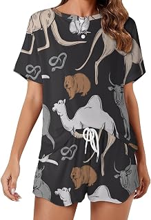 Women's Pajamas Short Sleeve Shirt with Shorts Sleepwear PJs Set, Australian Animals Koala