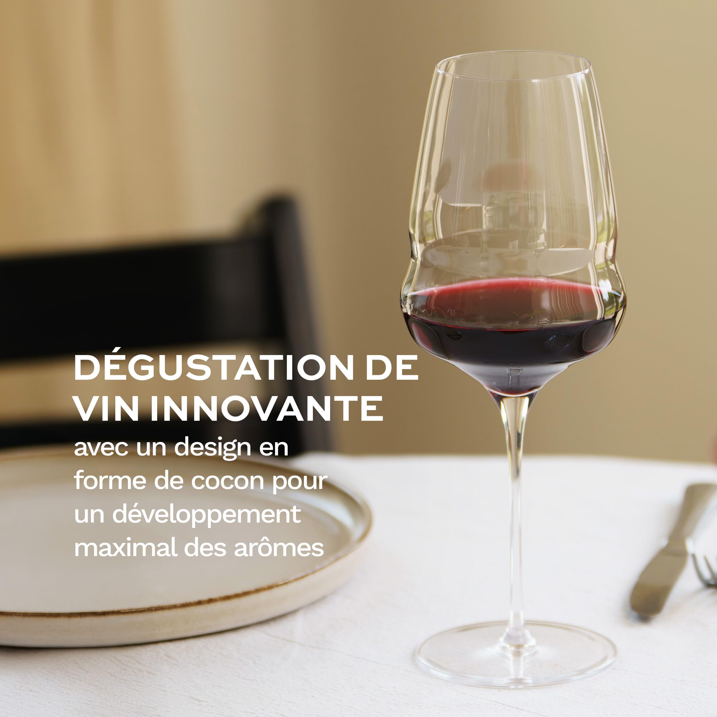 Stölzle Lausitz Verres à Vin Rouge Cocoon Lot de 6, 610ml – Verres de Haute Qualité Idéals pour le Vin Rouge – Verres à Vin Exquis en Cristal pour une Libération Maximale des Arômes