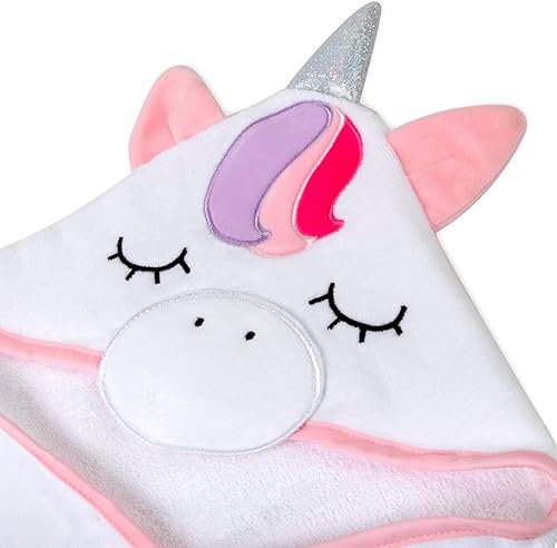 Miniatura 4 de Juego de toallas y paños con capucha de animales para recién nacidos, bebés, niños pequeños y niñas de 3 a 24 meses (unicornio brillante único),