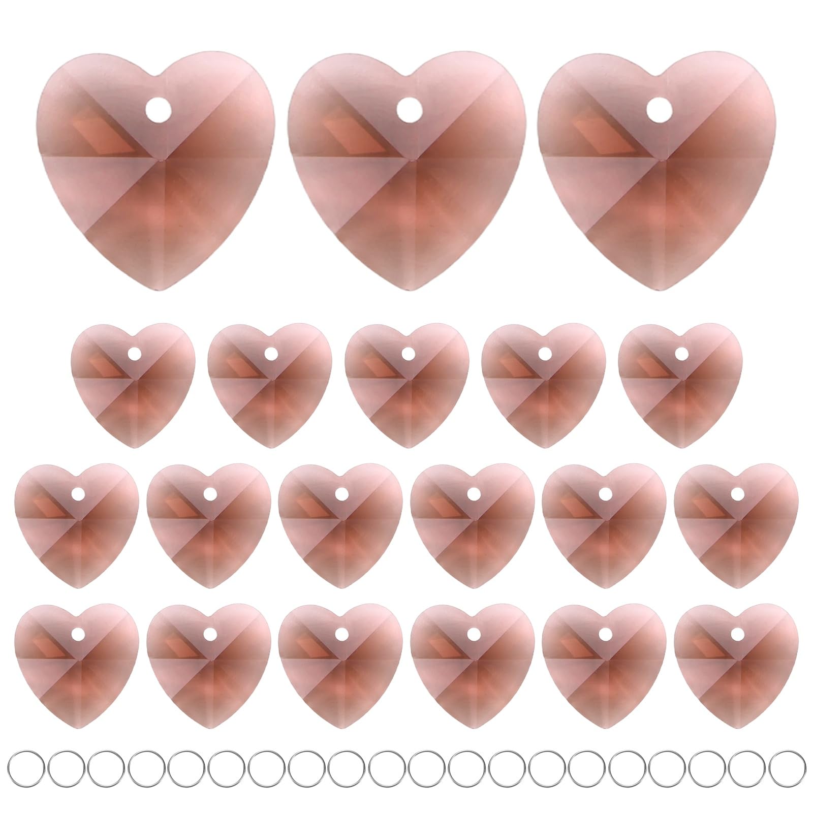 M METERXITY 20-Pack Crystal Heart Shape Prisms, 14mm/0.55 Inch Chandelier Pendant Maker Hanging Crystals Chandelier Prisms for Home/Windows/Garden/DIY Decoration[Medium Purple]