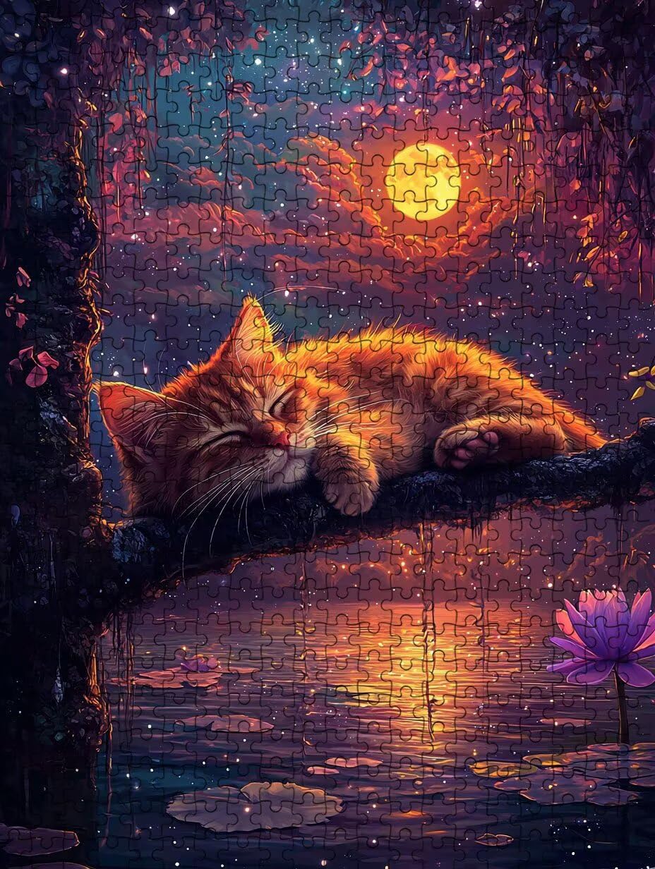 Teich Katze Puzzle 4000 Teile, Klassische Puzzles, Geschicklichkeitsspiel Puzzle für Erwachsene, Puzzlespiele für Die Ganze Familie, Mit Schöner Verpackung, Dekoration Puzzles DX0YL3-148
