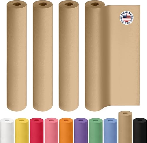 Vista 31 de Rollo de papel kraft marrón de 24 x 2160 pulgadas (180 pies), paquete de 4 – Papel de embalaje marrón hecho en Estados Unidos de 30 libras de grosor