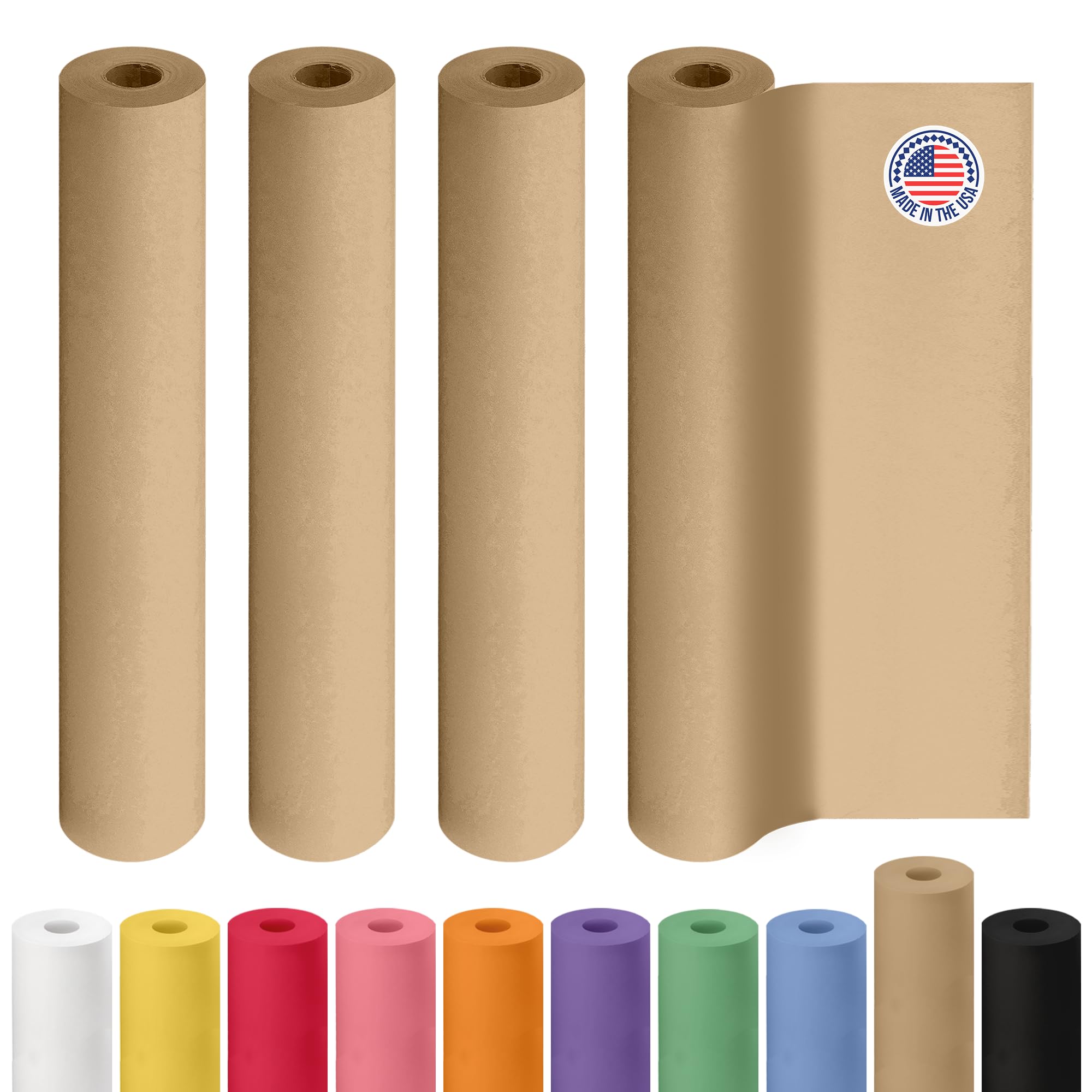 Brązowa rolka papieru siarczanowego 45 cm x 180 m - idealny papier do pakowania - papier pakowy do przenoszenia - papier maskujący podłogowy - 100% papier z recyklingu (opakowanie 4 szt.)