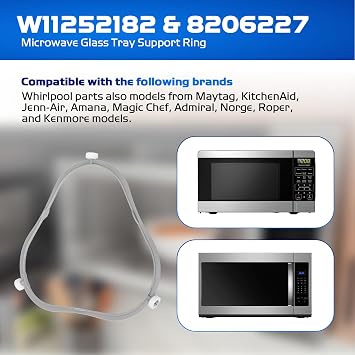 W11252182 8206227 Microwave Turntable Support Ring, for Whirlpool Microwave Parts, Glass Tray Support Compatible Amana Kenmore Oven Replacement W10435114 PS12584163 W10654906 Microwave Plate Support