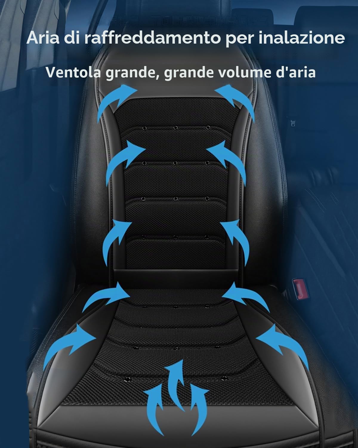 Coprisedili per auto ventilati, raffreddati, ventilati con regolazione illimitata della velocità, Nero