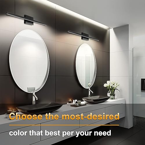 Miniatura 7 de NIORSUN Lámpara de tocador de baño moderna de 39.37 pulgadas, regulable, 5CCT 1680LM 24W luces LED de baño sobre espejo, accesorios de iluminación