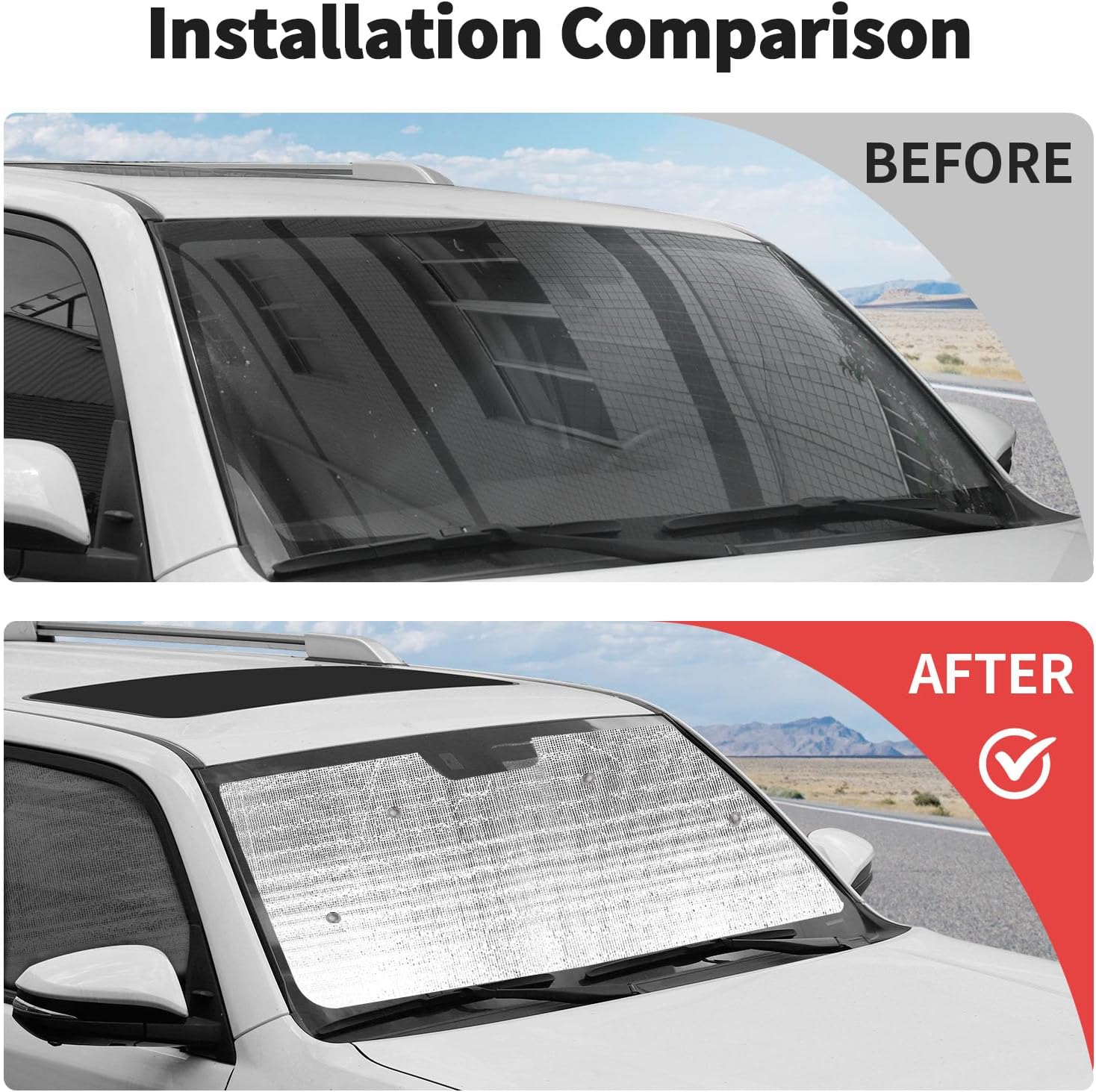 JWWY 4Runner Window Sun Shades Windshield Sunshade Heat Shield UV Protection Shade Sun Visor Blocker Foldable Windshield Sunshade Cover Kit Fit for 2010-2023 Toyota 4Runner Accessories Silver 8PCS