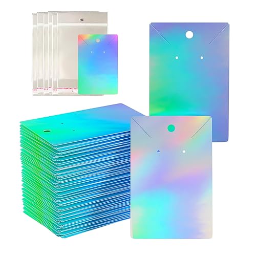 300pcs Holographic Earring Card Holder Paper Tags for DIY Ear