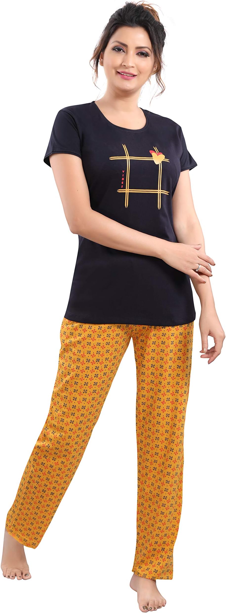 DZZOWomen's Cotton Printed Night Suit