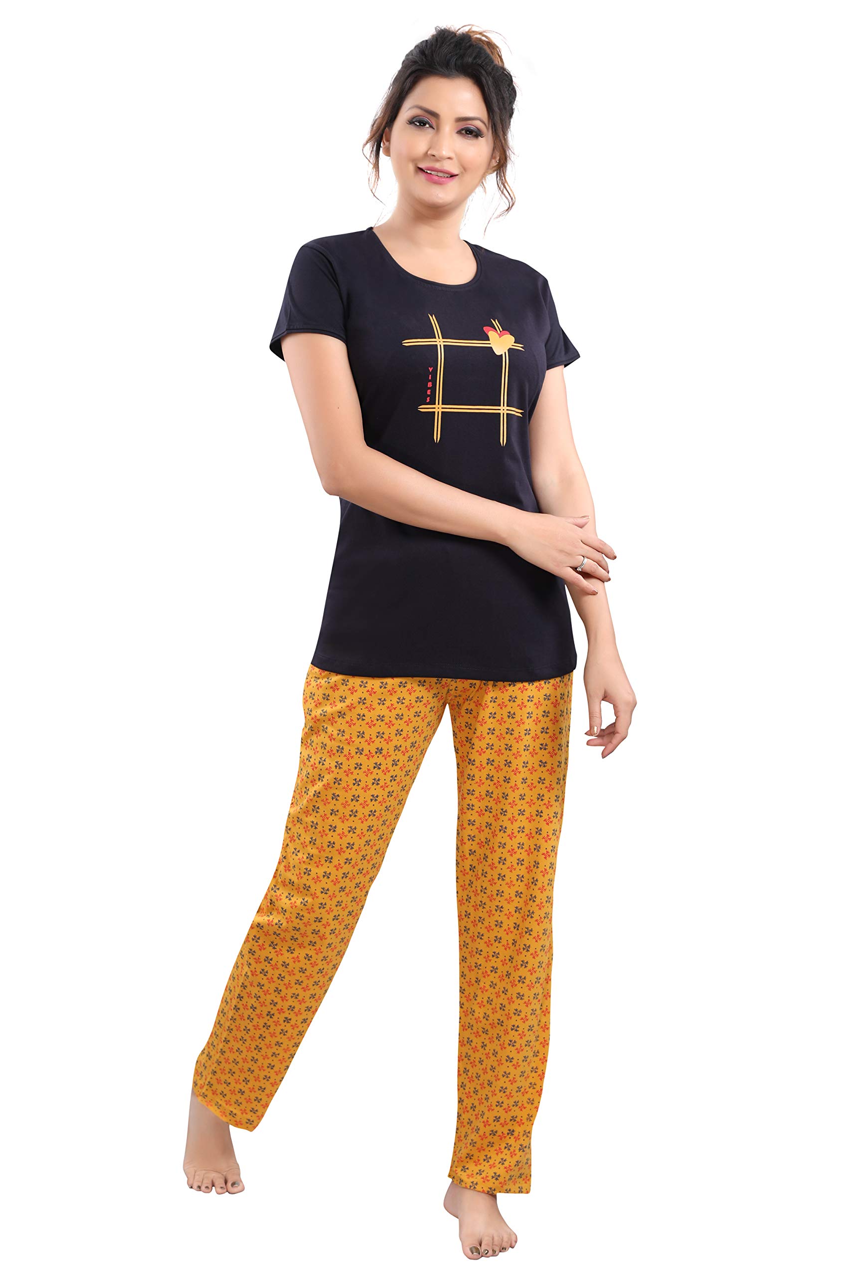 DZZOWomen's Cotton Printed Night Suit