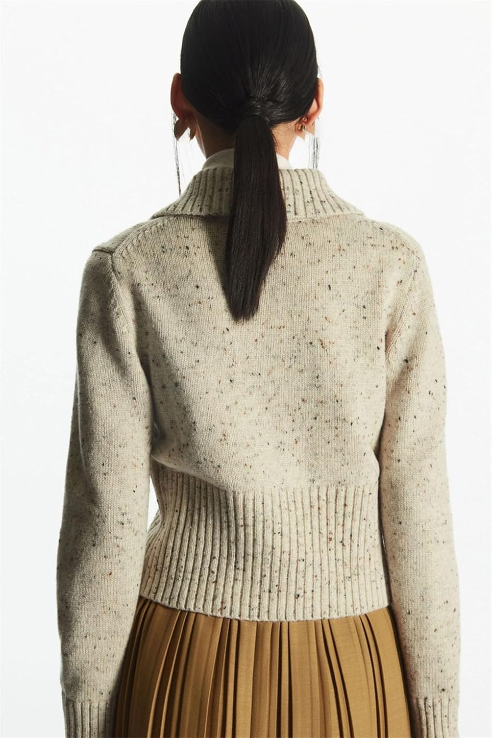 Women's High Waist Short Sweater,Chic Fitted Short Open-Neck Blend Coat