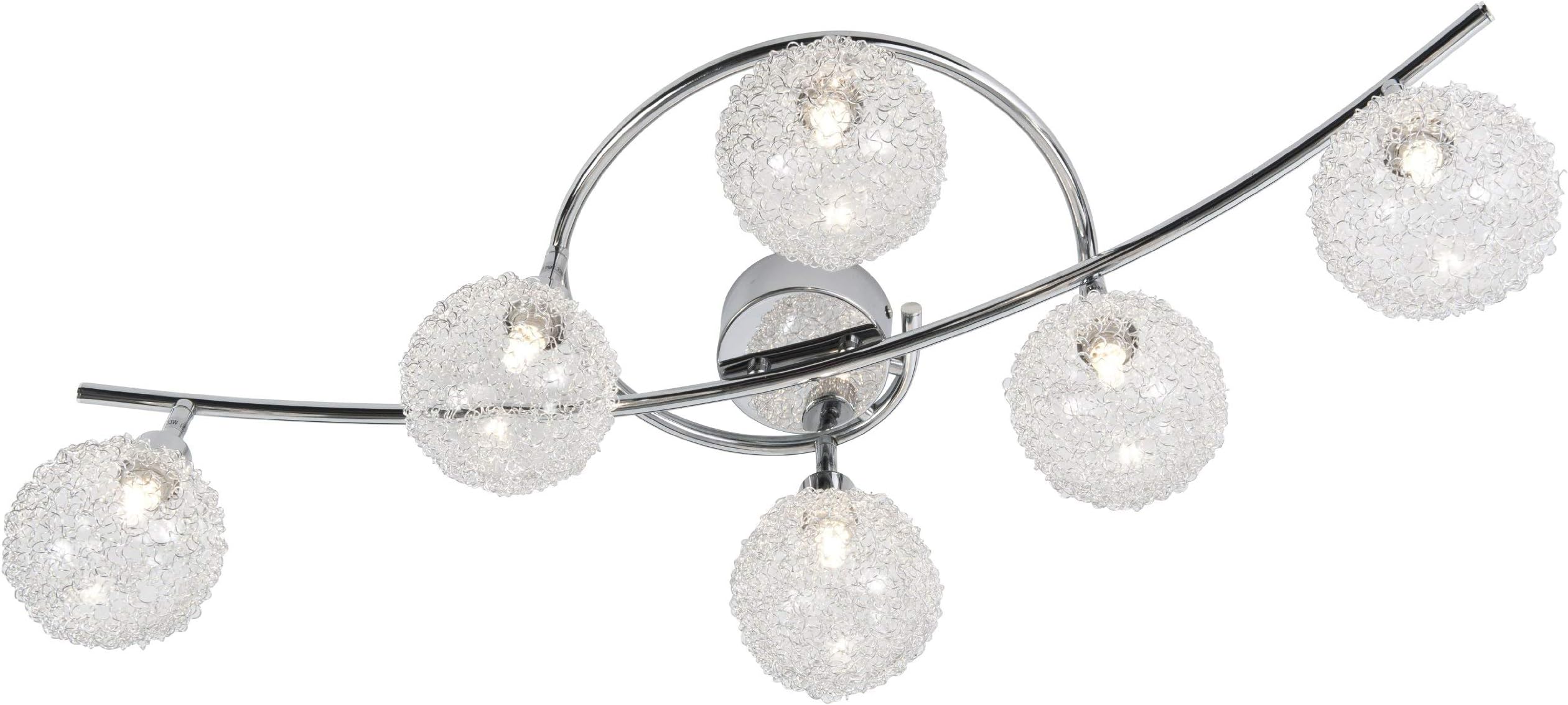 Nino Leuchten Spider 63369606 Halogen Ceiling Light / 6-Flame/Length 80 cm/Wire Mesh Balls/Wire [Energy Class C]