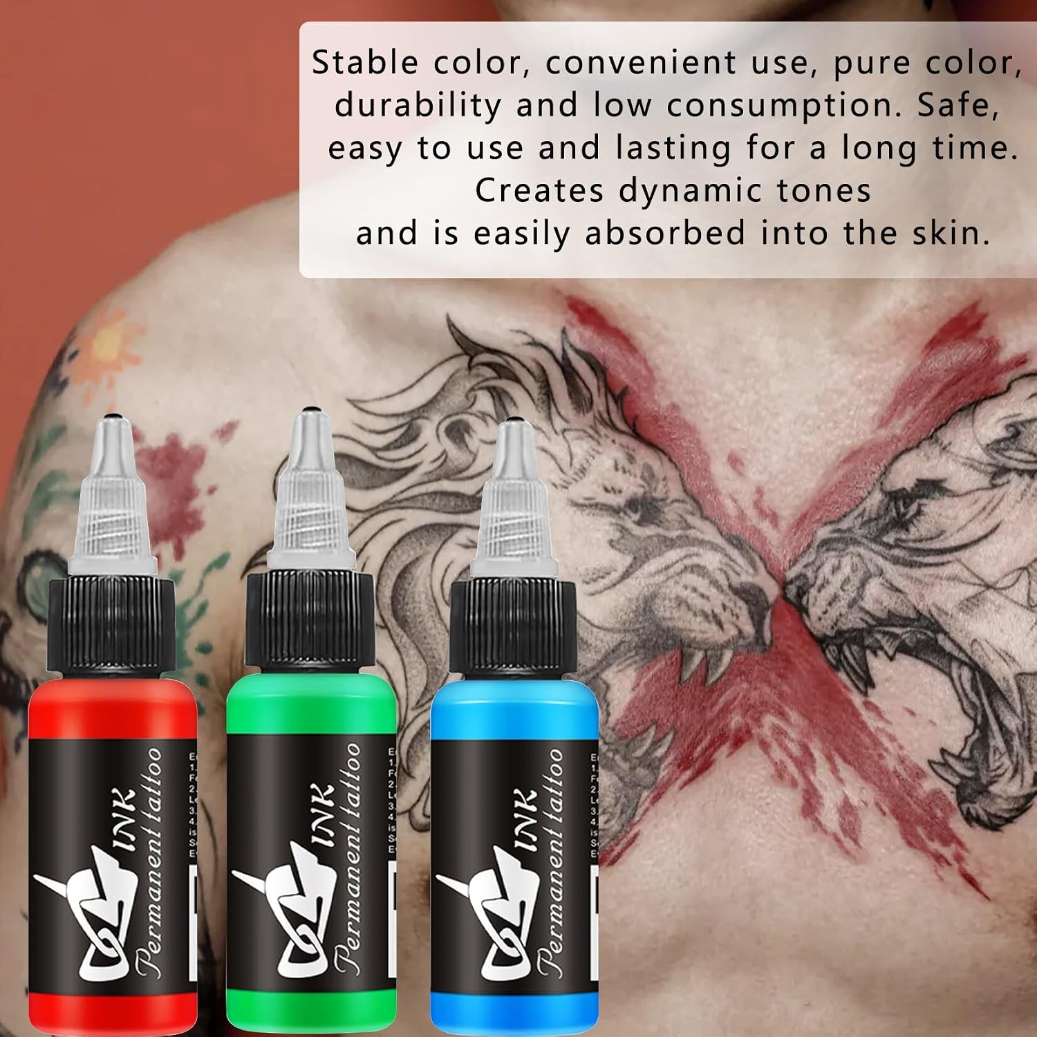 Tattoo Ink Set,1oz 30ml/Bottle Tattoo Pigments Set 14 Colors Tattoo Ink Color Set Bright&Long Lasting