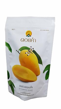 3 Packs of Dehydrated Mango, Made From Real Mango, Delicious Snack From Doi Kham Brand, Royal Project Product from Thailand. No Artificial Color and Flavor Added. 140 g/ pack