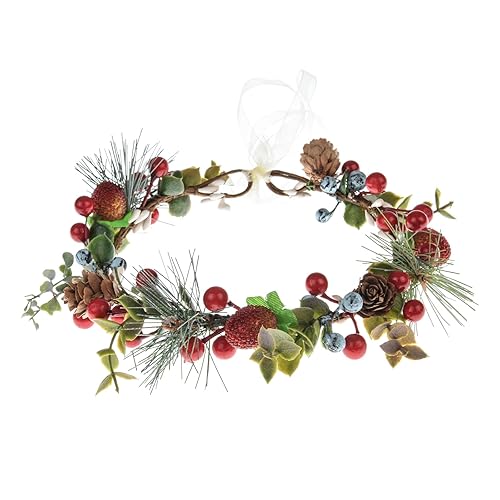 Corona de flores de Navidad para niñas, bonita guirnalda de bayas hecha a mano para mujeres, accesorios de fotos (corona-3)